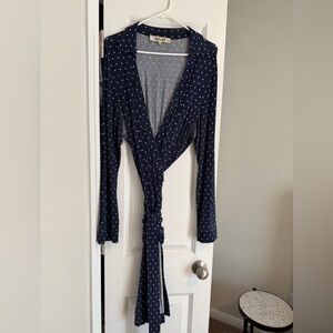 Diane Von Furstenberg Blue Polka wrap dress